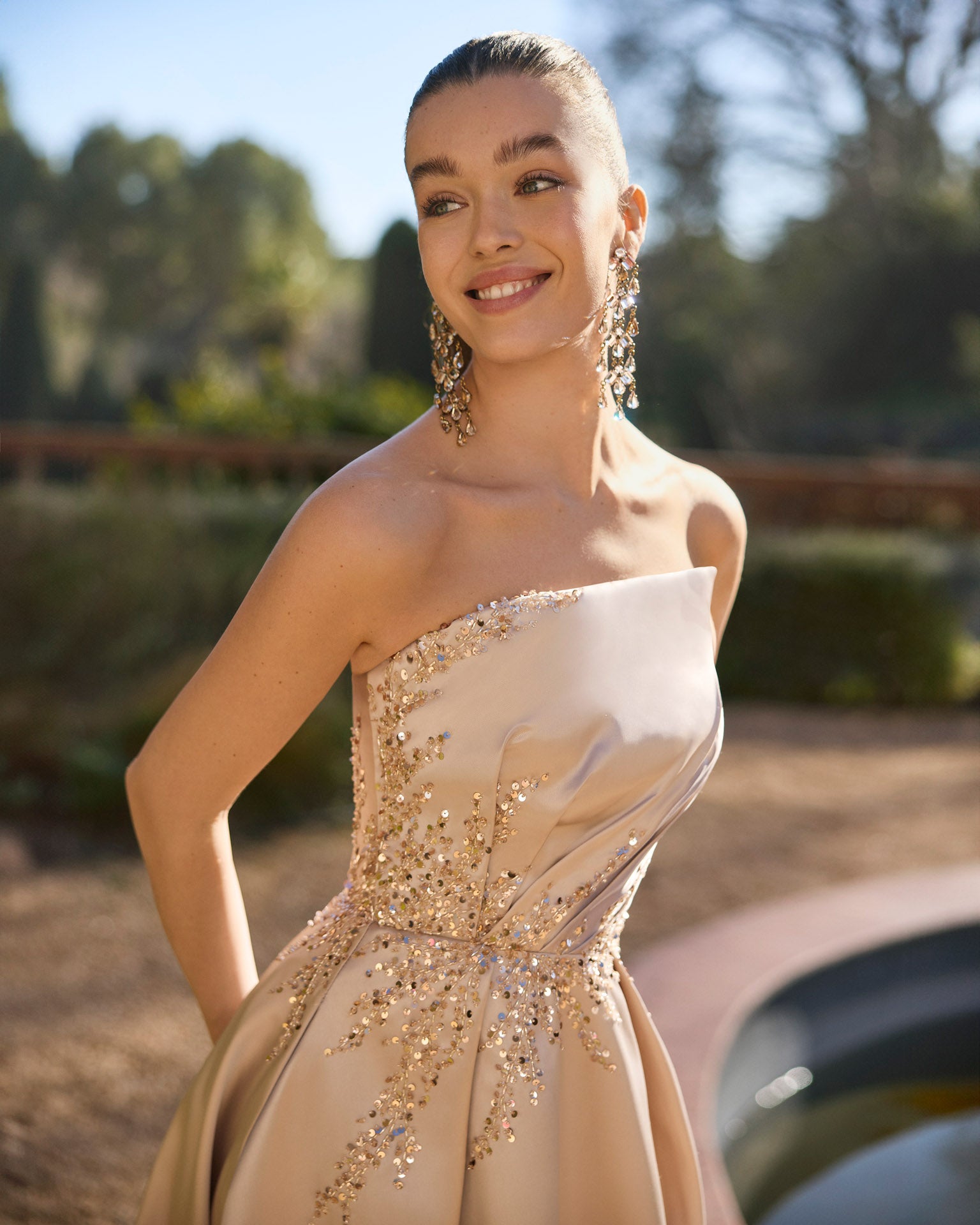 Vestido largo de Marfil Barcelona 1J272 – TONI FERNÁNDEZ