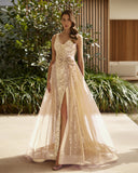 Langes Elfenbeinkleid Barcelona - 8J3A2