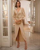 Elfenbeinfarbenes Barcelona-Midikleid – 9J253