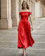 Vestido midi de Marfil Barcelona - 7J2N8